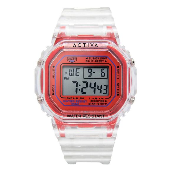Activa Retro X Invicta Men's Digital Watch 44.5mm Transparent Red - Picture 2 of 5